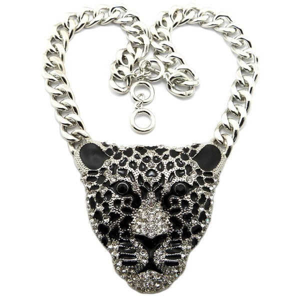 Leopard Head Iced Out Pendant Necklace For Women