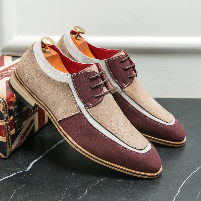 Casual leather shoes, fashionable and trendy lace up business formal leather shoes