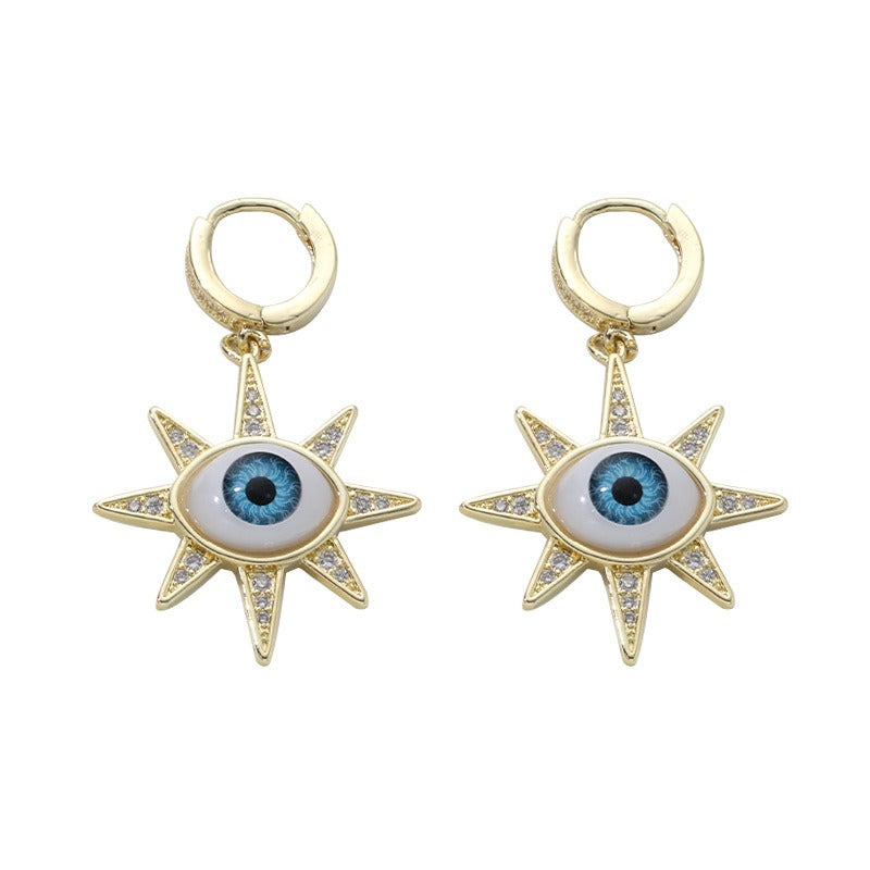 Pendientes De Ojo De Demonio De Seis Estrellas De Fashion Love