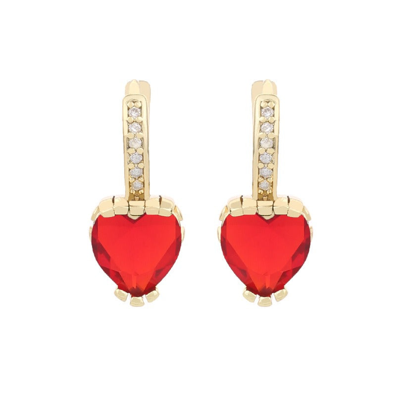 Pendientes De Circón En Forma De Corazón De Moda