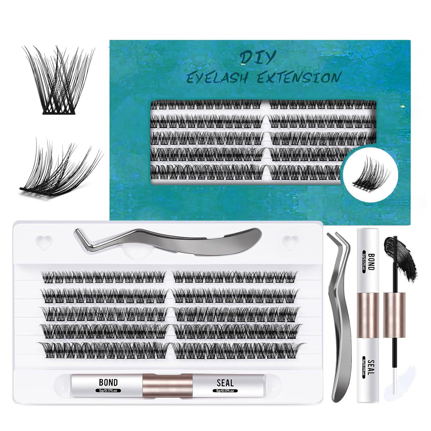 El kit de extensión de pestañas DIY de pestañas postizas de aspecto natural 120 racimos compone pestañas segmentadas