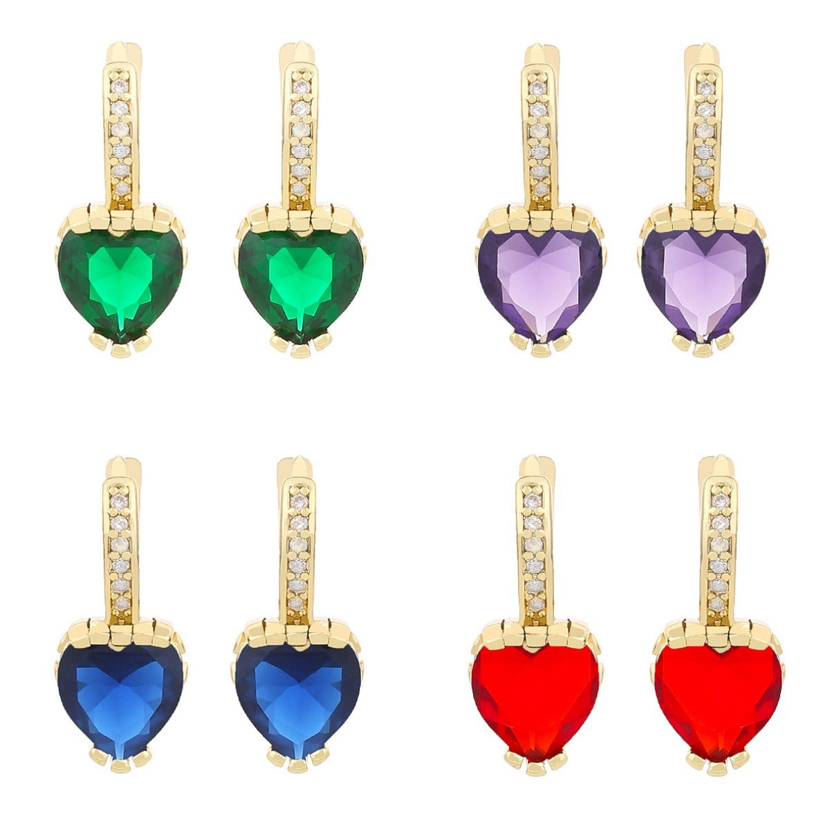 Pendientes De Circón En Forma De Corazón De Moda