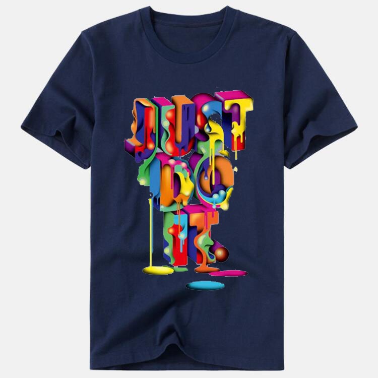 JUST DO IT Camiseta estampada colorida con cuello redondo para hombre y mujer