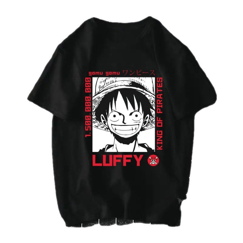 Camiseta estampada de ONE PIECE Pirate King Luffy de cuarto grado, camiseta fina de manga corta de Anime