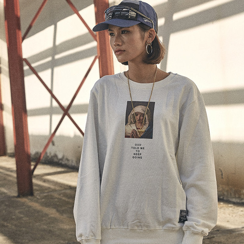 Sudadera con estampado de la Virgen María para hombre, ropa de calle, sudaderas de Hip Hop