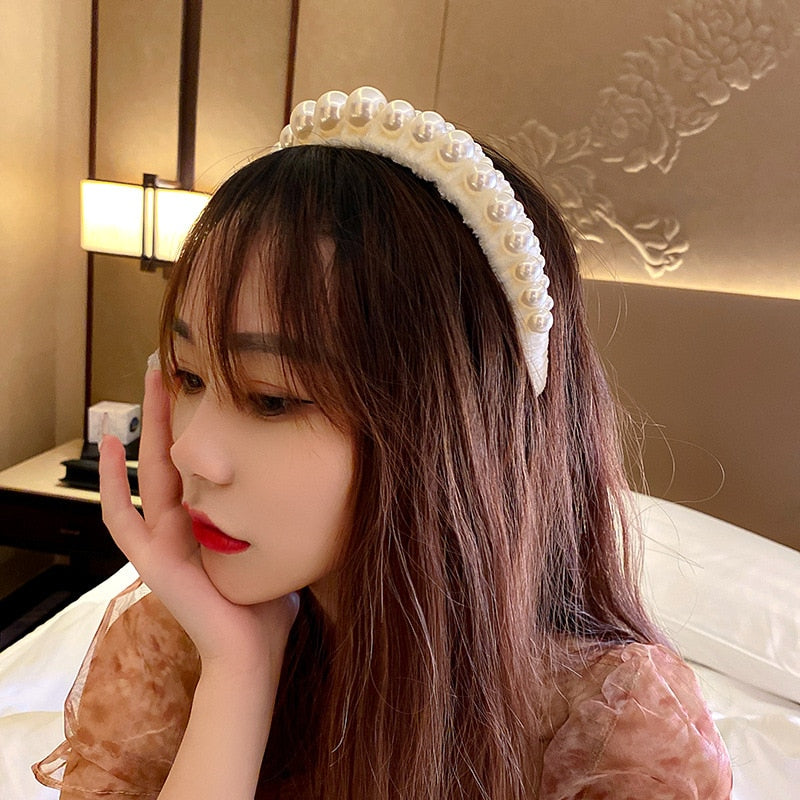 Pearl Velvet Headband Trendy Temperament Hair Accessories