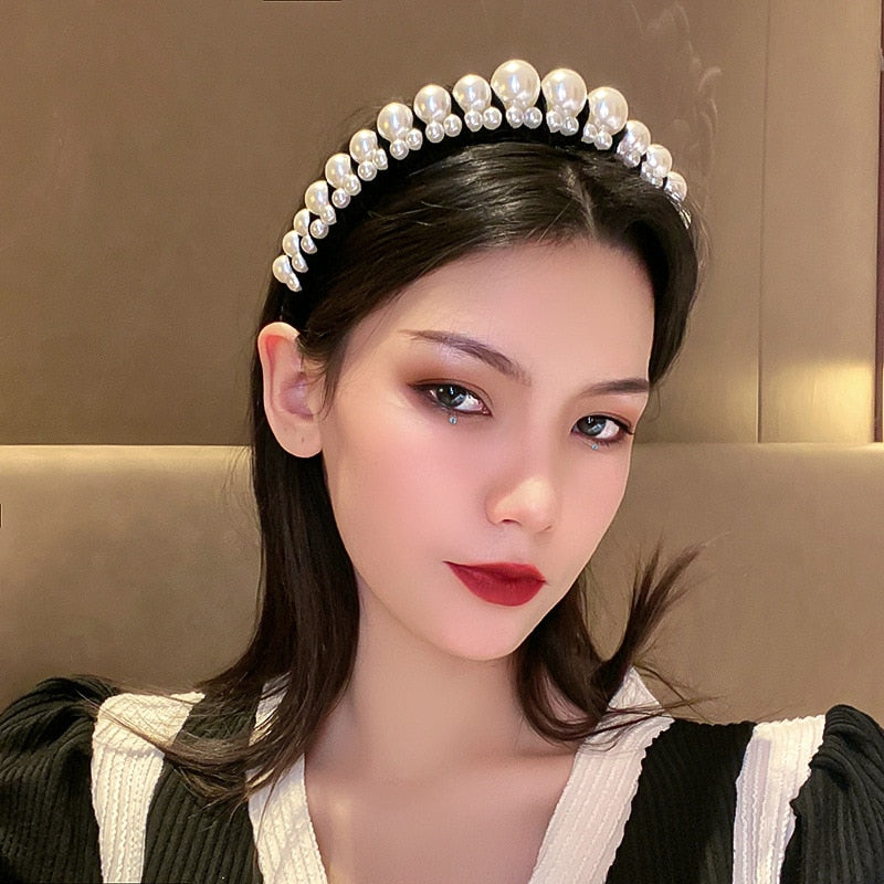 Pearl Velvet Headband Trendy Temperament Hair Accessories