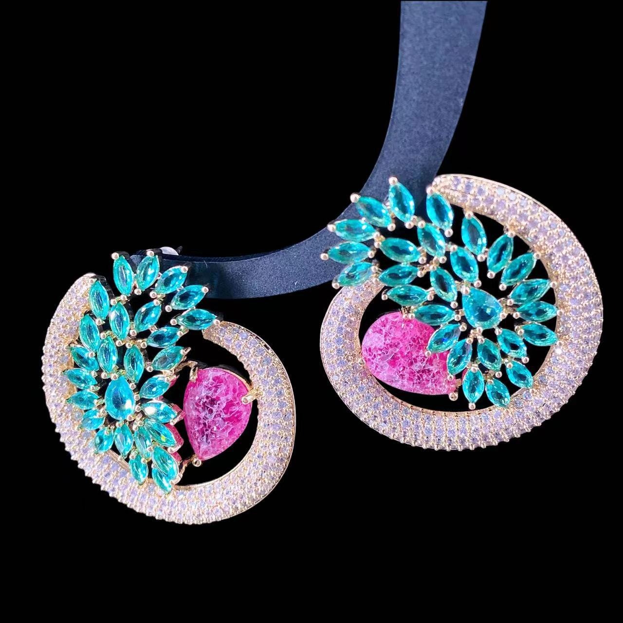 Heavy-duty micro-paved zircon earrings, fashionable high-end earrings