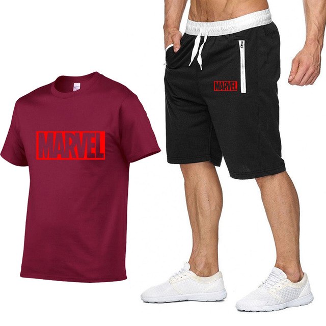 Camisetas de algodón + pantalones cortos conjuntos para hombre ropa de marca chándal de dos piezas