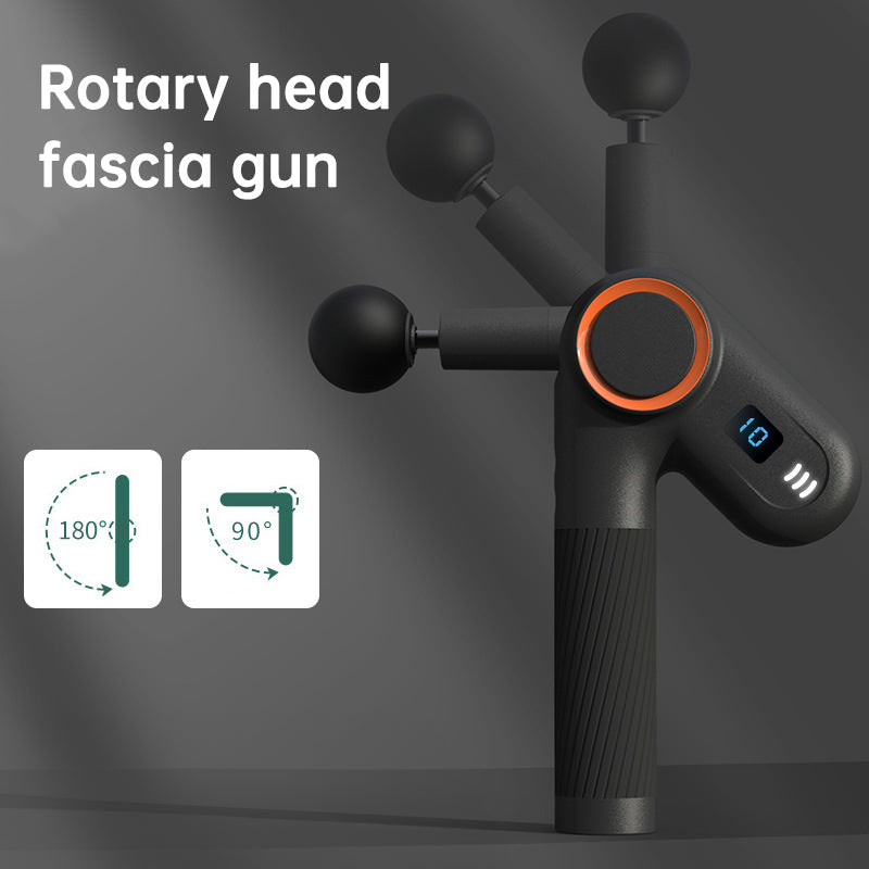 Pistola fascial de 900 vueltas, carga USB, ángulo de masaje giratorio, ametralladora de masaje muscular de cuerpo completo