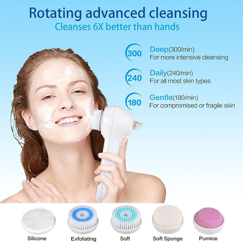 Limpiador facial eléctrico 3 en 1, máquina de cepillo facial con vibración sónica, cepillo de limpieza facial impermeable