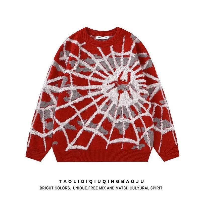 Spider Jacquard Round Neck Sweater Men's and Women's