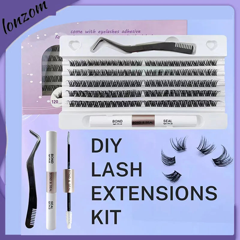 Natural looks 120 Clusters False Eyelash DIY Eye Lash Extension Kit Make Up Segmented Eyelashes