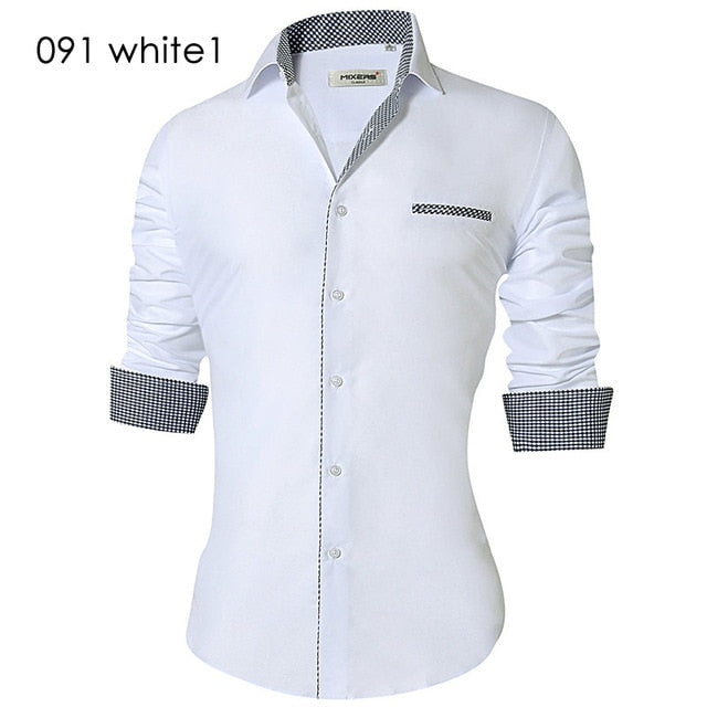 Camisa casual para hombre Camisa ajustada con botones Vestido formal de manga larga