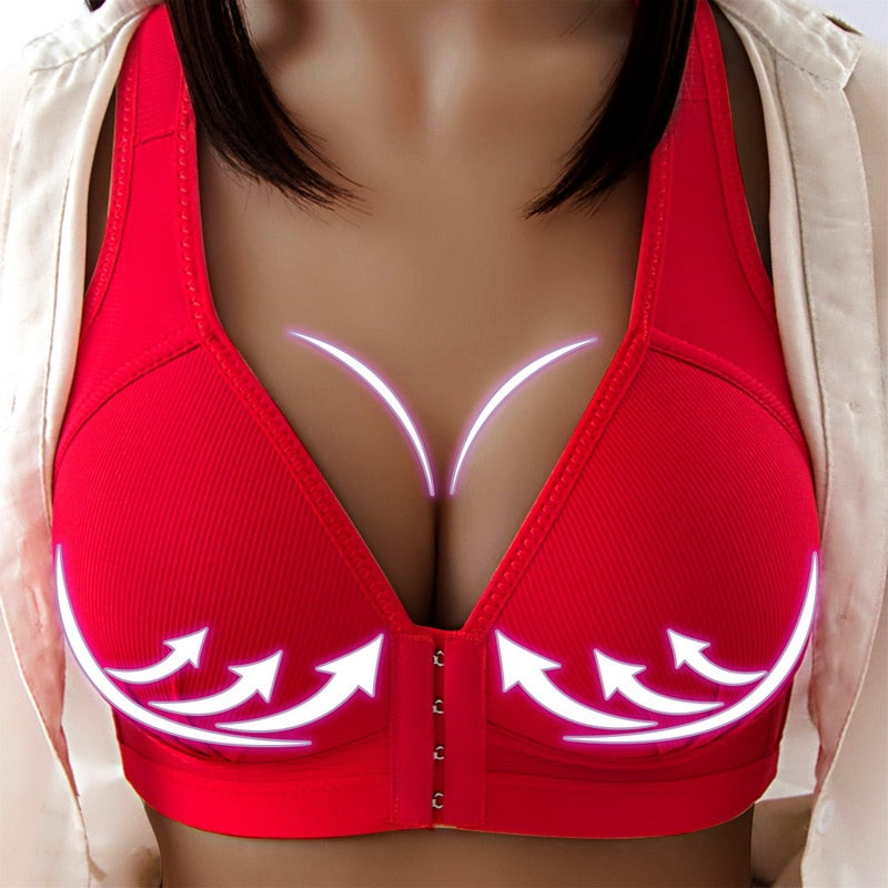 Sexy Push Up Bra Front Closure Solid Color Brassiere Wireless Bralette