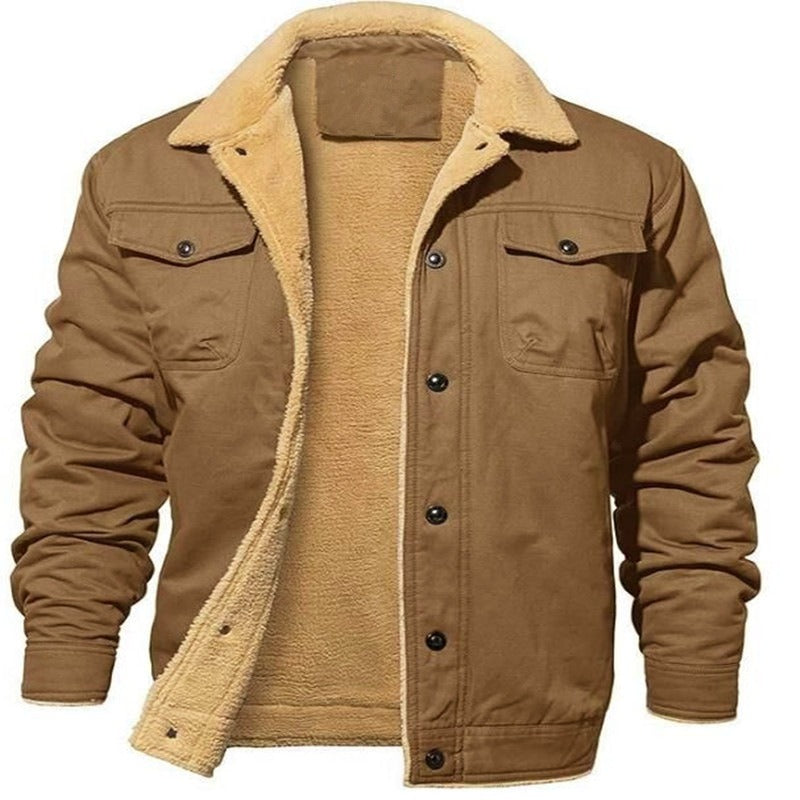 Men's jacket with plush cotton fabric, casual jacket,