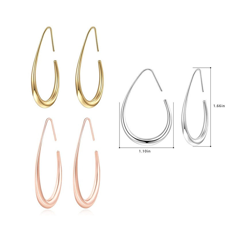 Large oval pull-through earrings with high polishing and personalized jewelry