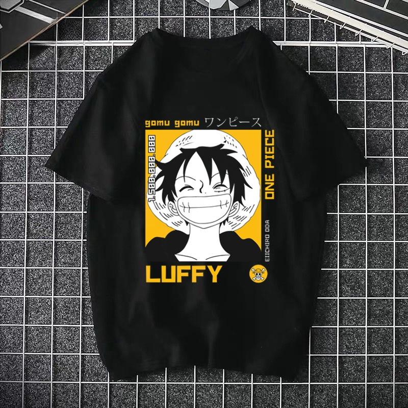 Camiseta estampada de ONE PIECE Pirate King Luffy de cuarto grado, camiseta fina de manga corta de Anime