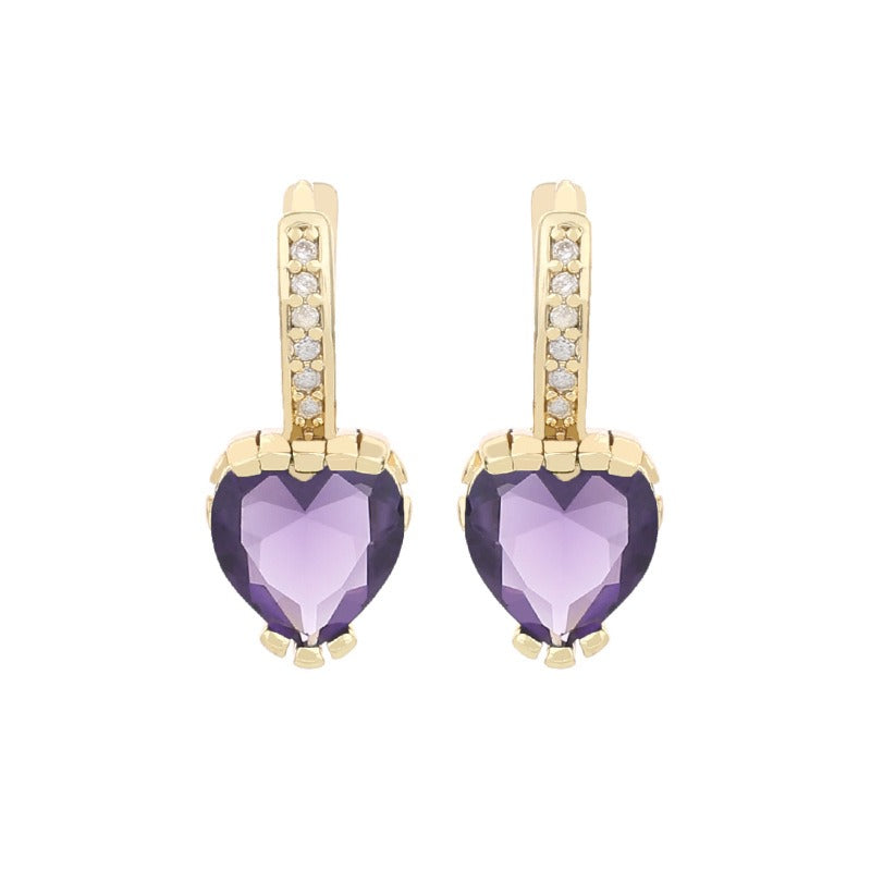 Pendientes De Circón En Forma De Corazón De Moda