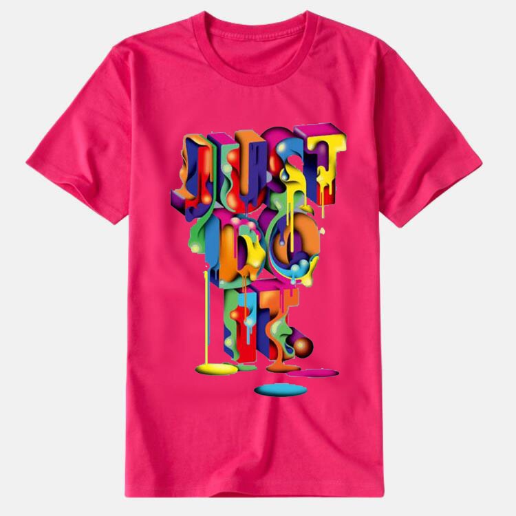 JUST DO IT Camiseta estampada colorida con cuello redondo para hombre y mujer