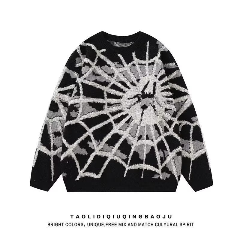 Spider Jacquard Round Neck Sweater Men's and Women's