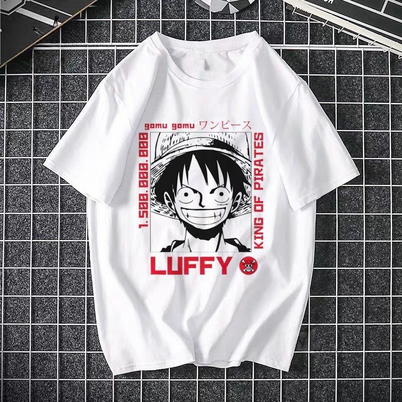 Camiseta estampada de ONE PIECE Pirate King Luffy de cuarto grado, camiseta fina de manga corta de Anime