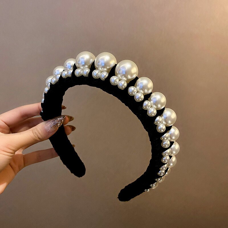 Diadema de terciopelo perla Accesorios para el cabello de temperamento de moda