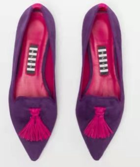 Shallow mouthed pointed color fringe flat bottomed women's shoes