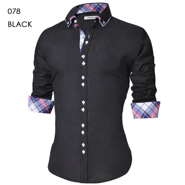 Camisa casual para hombre Camisa ajustada con botones Vestido formal de manga larga