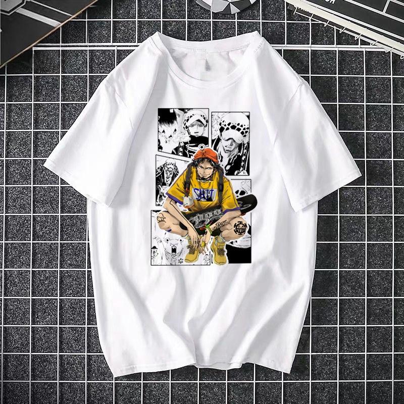 Camiseta estampada de ONE PIECE Pirate King Luffy de cuarto grado, camiseta fina de manga corta de Anime