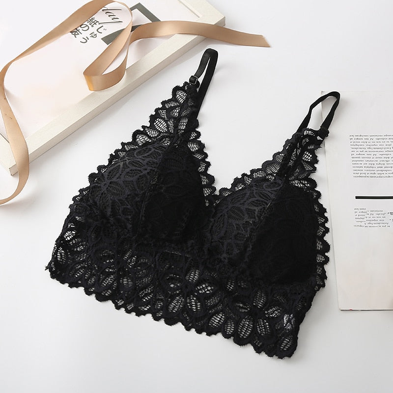 Lace Sexy Lingerie Wireless Bra For Women Padded Push Up Bralette