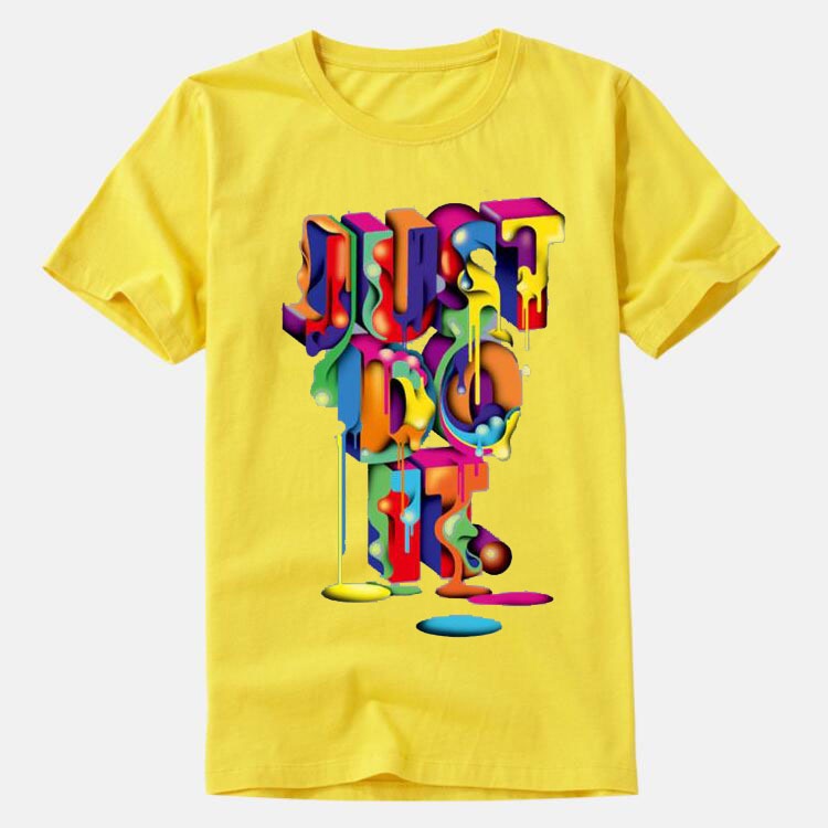 JUST DO IT Camiseta estampada colorida con cuello redondo para hombre y mujer