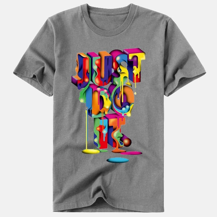 JUST DO IT Camiseta estampada colorida con cuello redondo para hombre y mujer