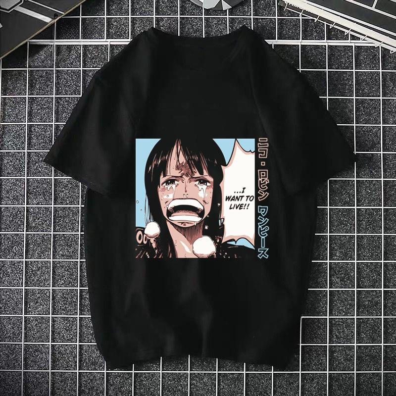 Camiseta estampada de ONE PIECE Pirate King Luffy de cuarto grado, camiseta fina de manga corta de Anime