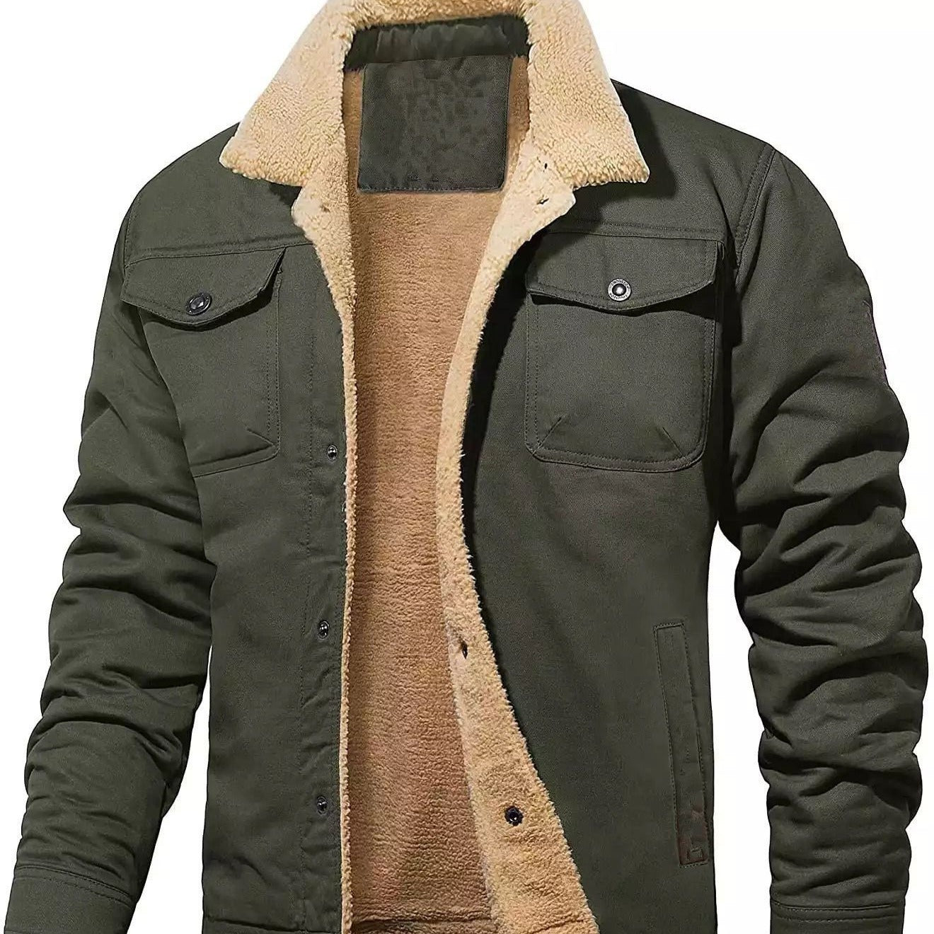 Men's jacket with plush cotton fabric, casual jacket,