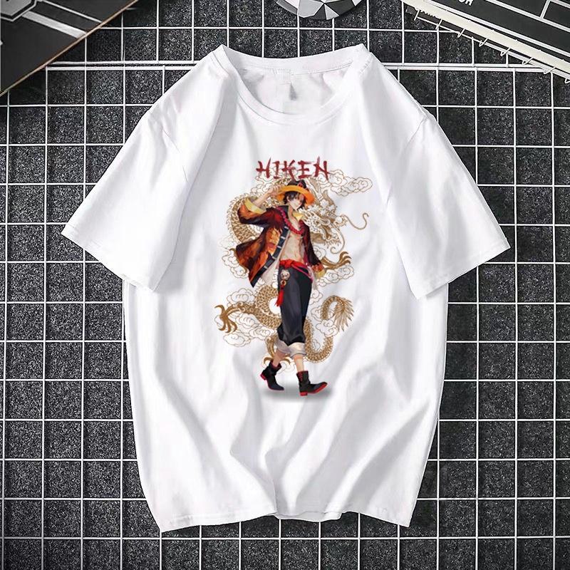 Camiseta estampada de ONE PIECE Pirate King Luffy de cuarto grado, camiseta fina de manga corta de Anime