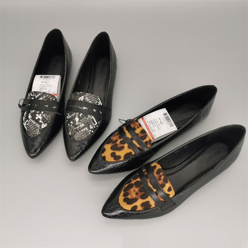 Nuevos mocasines con estampado de piel de serpiente a la moda, zapatos planos perezosos para mujer, leopardo