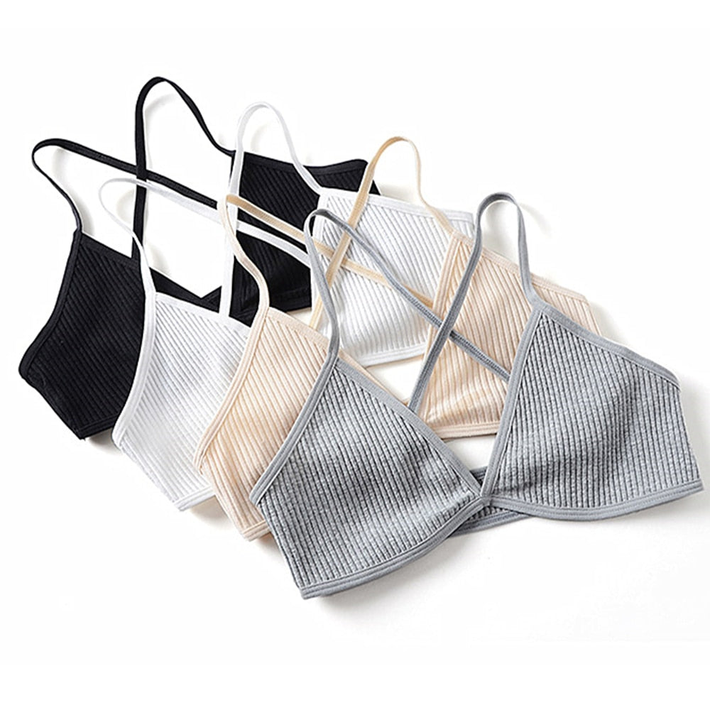 3pcs Comfort Cotton Bras For Women Thin French Style Bralette