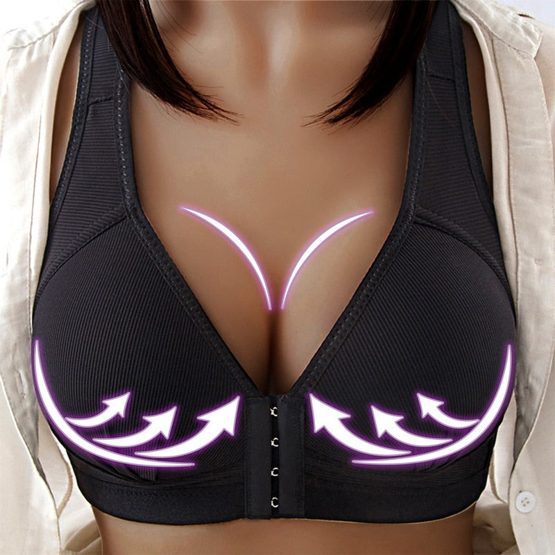 Sexy Push Up Bra Front Closure Solid Color Brassiere Wireless Bralette