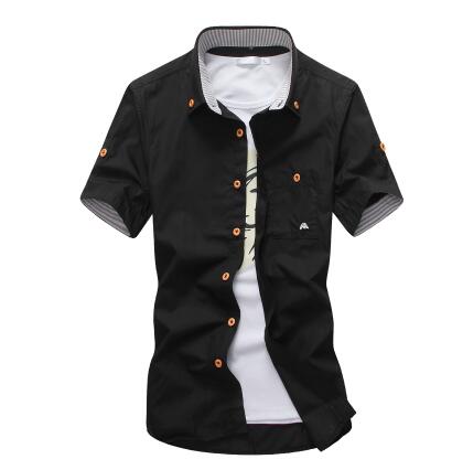 Camisas casuales de manga corta para hombre con bordado de setas Camisas de algodón de verano