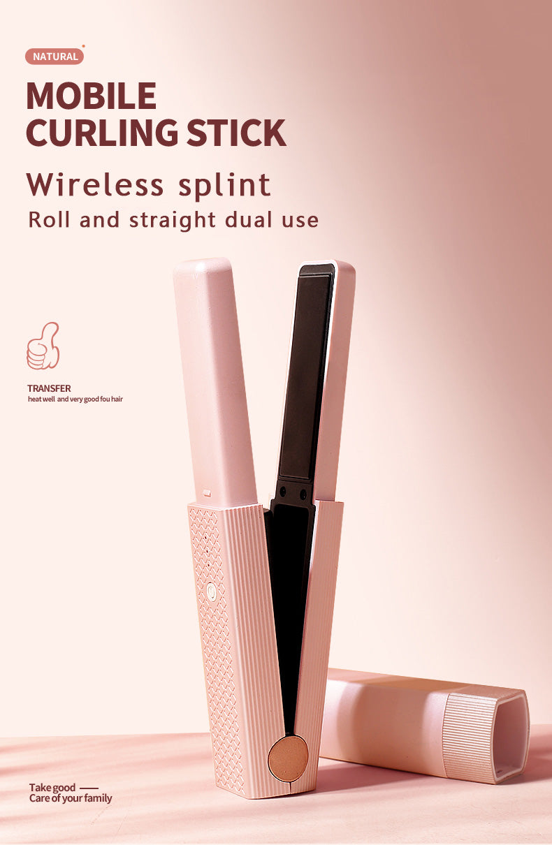 Small hair straightener for both straight and curly hair, portable straightening iron