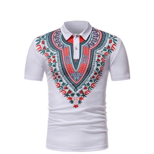 Camiseta para hombre estilo africano Comf Slim Fit manga corta impresa