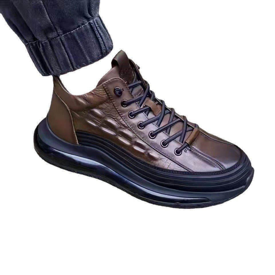 Nuevo tamaño 48 High Top Pu en relieve Casual deportes banda elástica moda zapato para hombre