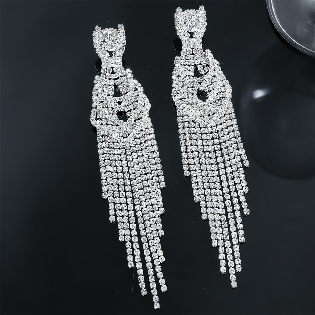 Pendientes de borla largos de diamantes de lujo para mujer, pendientes de novia elegantes y de alta gama