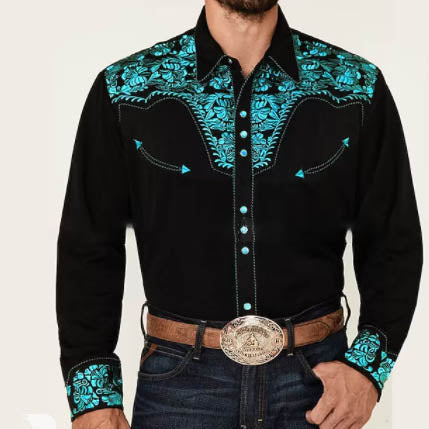 Nuevo Camisa estampada Estilo Vintage cárdigan cuello Polo camisa para hombre