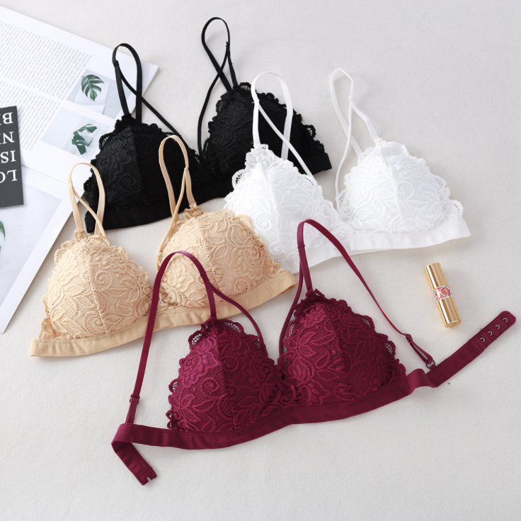 Lace Sexy Lingerie Wireless Bra For Women Padded Push Up Bralette