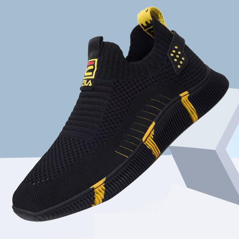 Zapatillas de deporte sin cordones con cordones en la parte delantera, zapatos informales para hombre, suela suave, tejido volador transpirable