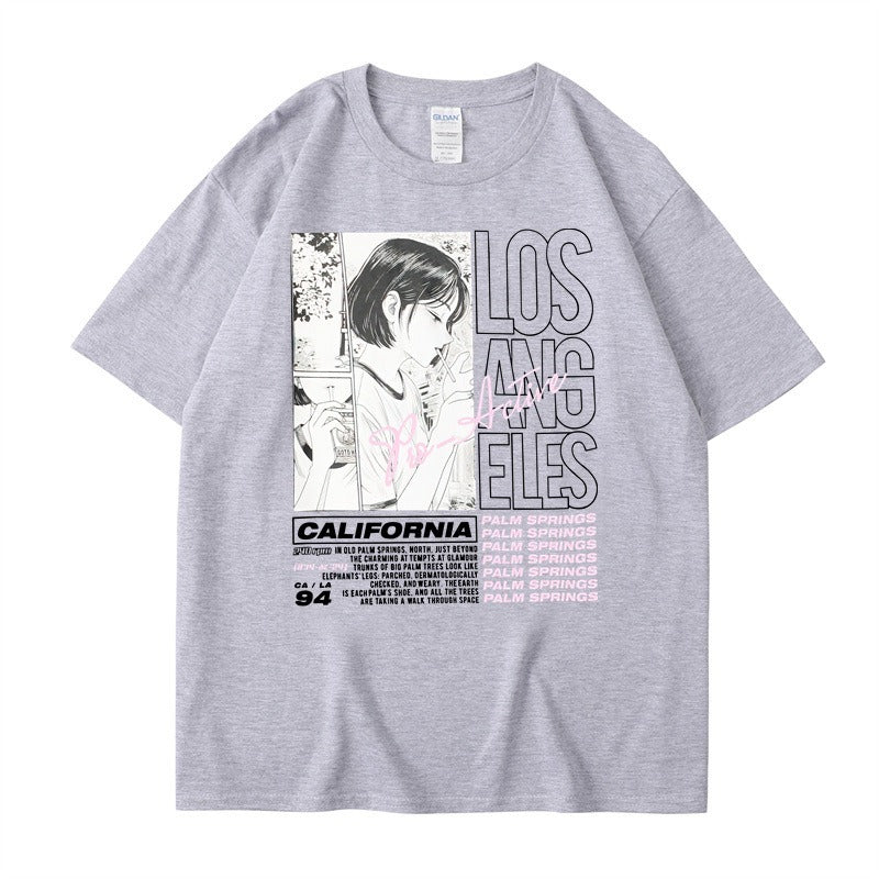 Camiseta de manga corta con estampado de letras de Chica de Anime, Top Harajuku de algodón de verano para mujer