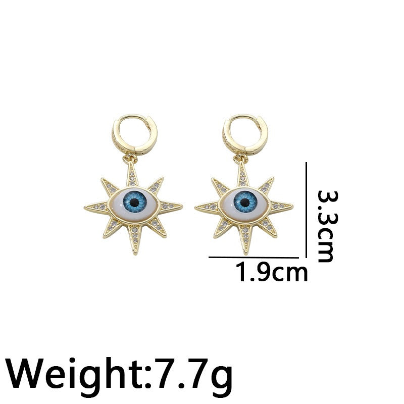 Pendientes De Ojo De Demonio De Seis Estrellas De Fashion Love