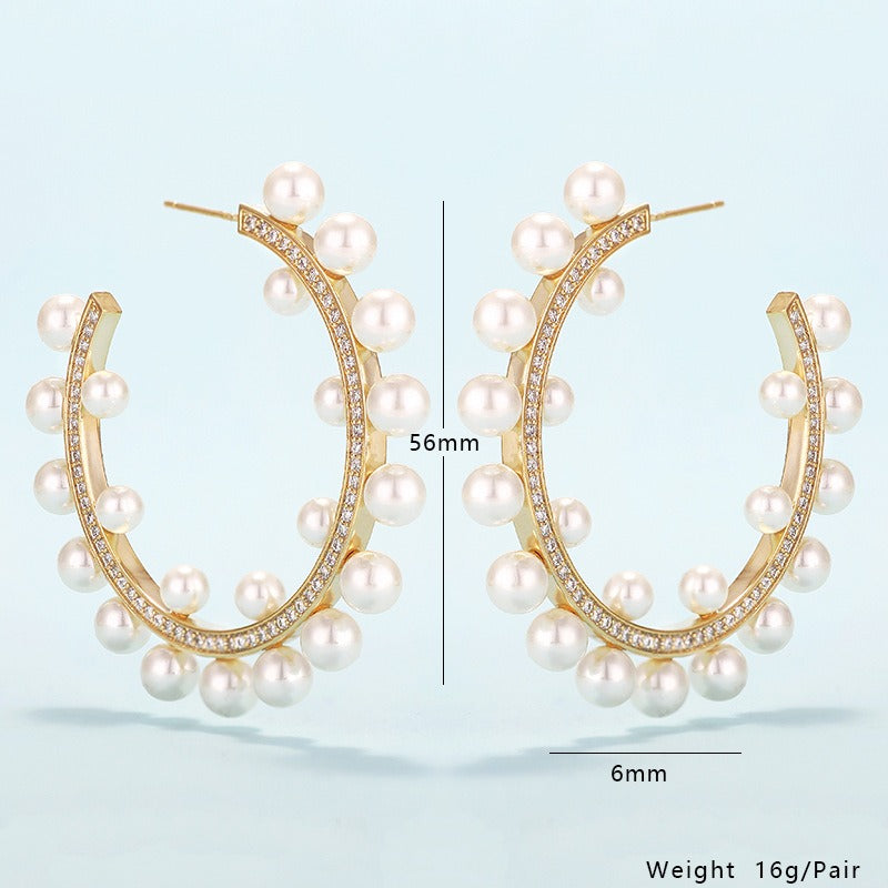 Retro Hong Kong style pearl earrings European and American earrings